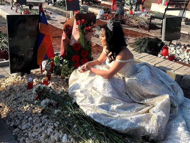 Taguhi at her dad's grave